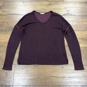 Sundry Top Womens Small Purple Boxy Sweatshirt V-Neck Soft Knit Pullover Stretch